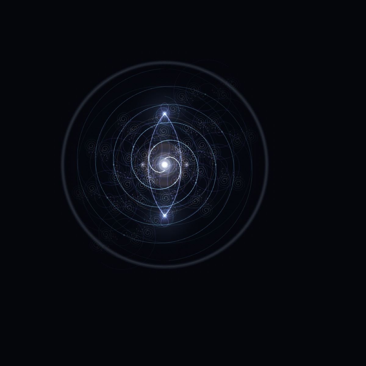 Experiment 08 Stage 2 — the dual equilibria, a luminous vesica eye